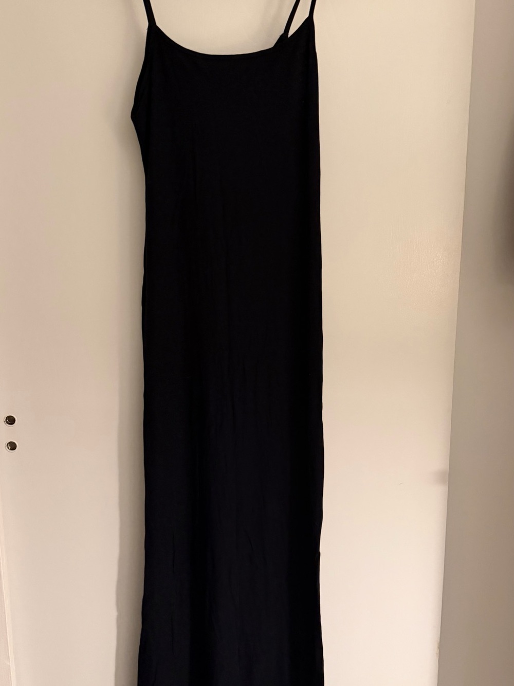 SKIMS Black Maxi Slip Dress with Thin Straps